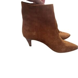 Dolce Vita Tan Suede Pointed Toe Kitten Heel Ankle Boots Womens Booties